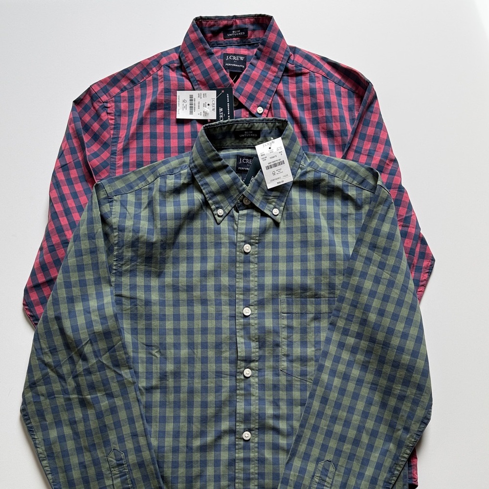 J. Crew Men's Plaid Shirts - Blue and Red